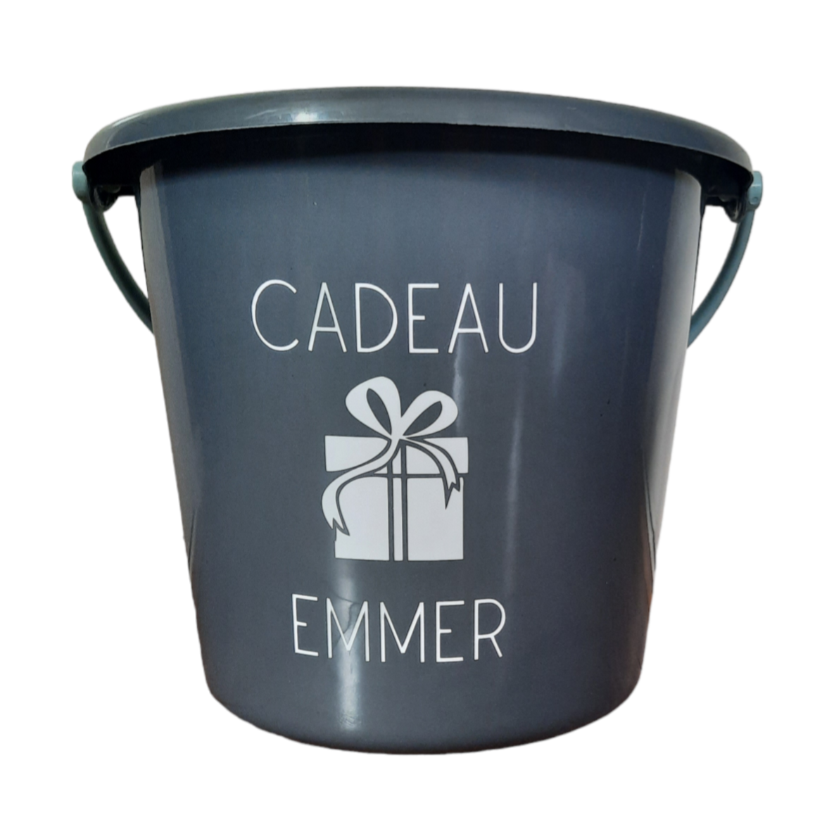 cadeau emmer klein grijs cadeautje tekst